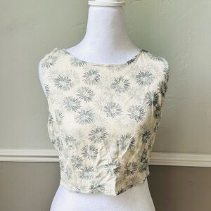 SHEIN Cream and Blue Fitted Crop Tank Top